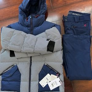 NWT Perfect moment Portillo pinstripe jacket & Flared Legs Ski Pants Set sz M